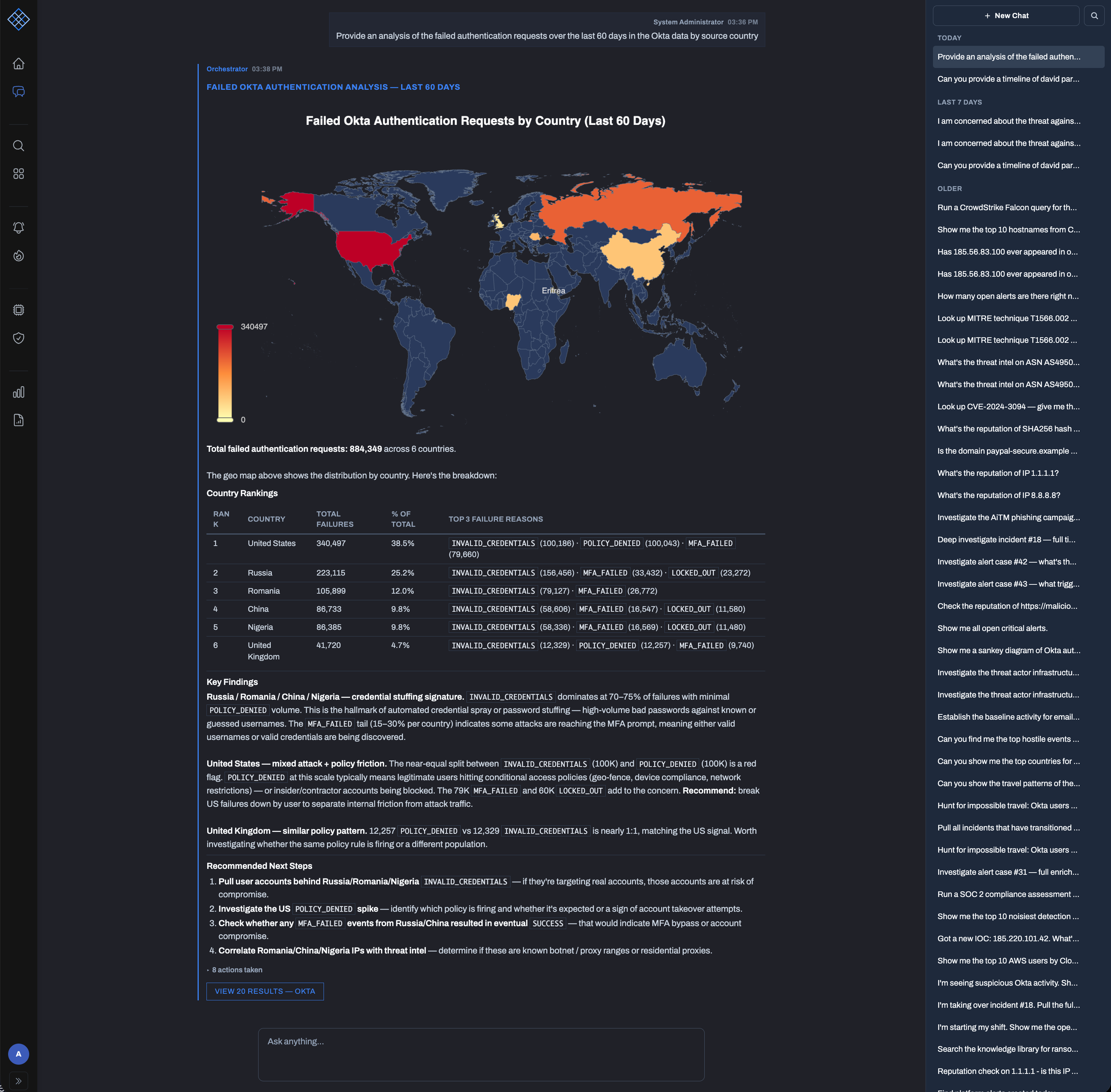 LogSeam Assistant — natural-language SOC operations with inline visualizations and evidence
